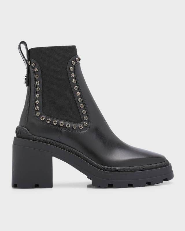 Veronique Leather Crystal Chelsea Boots